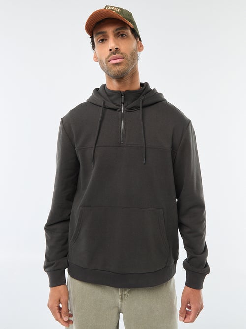 Hoodie van joggingstof met ritsje aan de hals - Kiabi