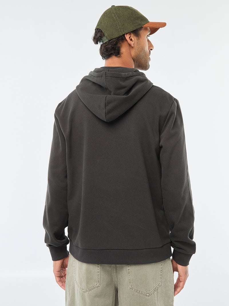 Hoodie van joggingstof met ritsje aan de hals Grijs - Kiabi