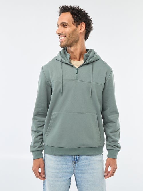 Hoodie van joggingstof met ritsje aan de hals - Kiabi