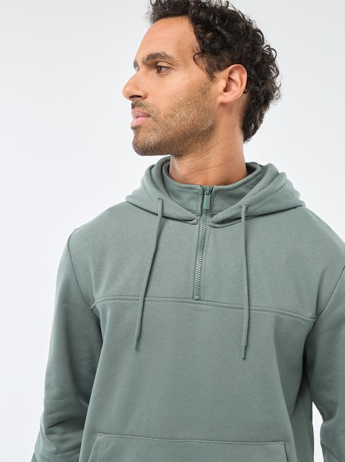 Hoodie van joggingstof met ritsje aan de hals - Kiabi