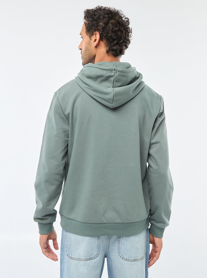 Hoodie van joggingstof met ritsje aan de hals Groen - Kiabi