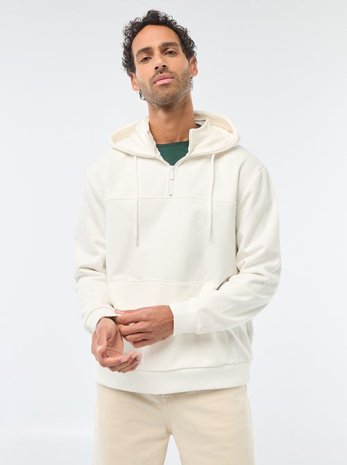 Hoodie van joggingstof met ritsje aan de hals - Kiabi