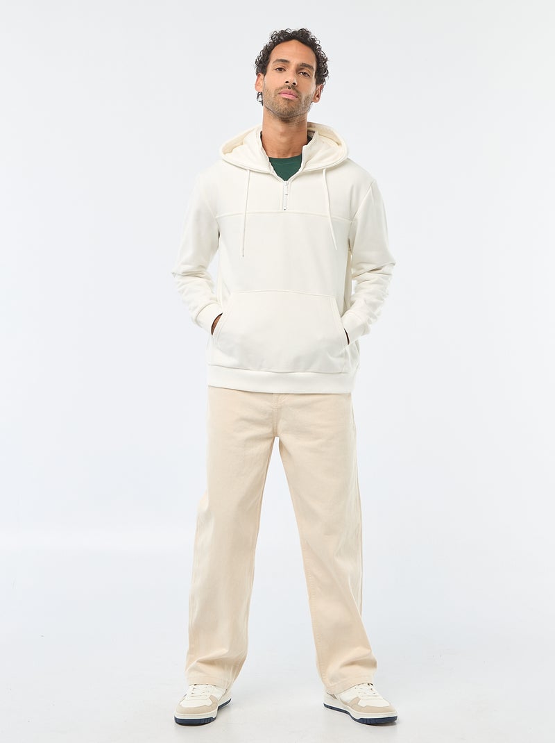 Hoodie van joggingstof met ritsje aan de hals Wit - Kiabi