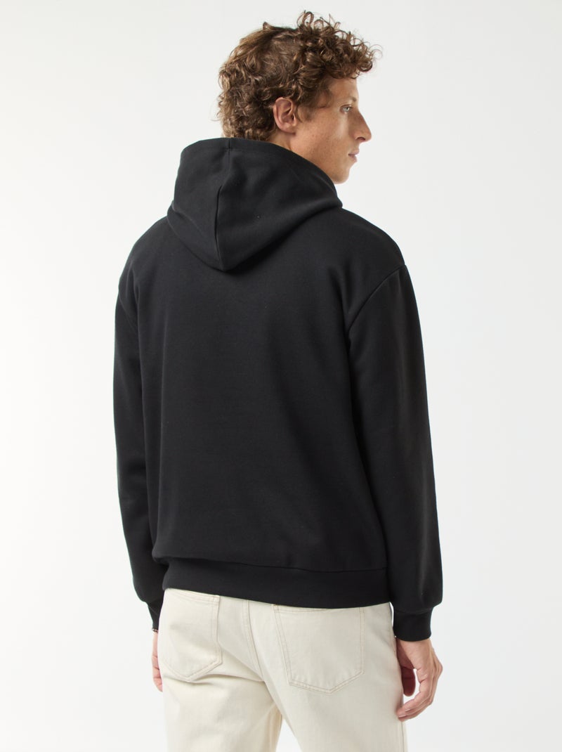 Hoodie van joggingstof met ritsje aan de hals zwart - Kiabi