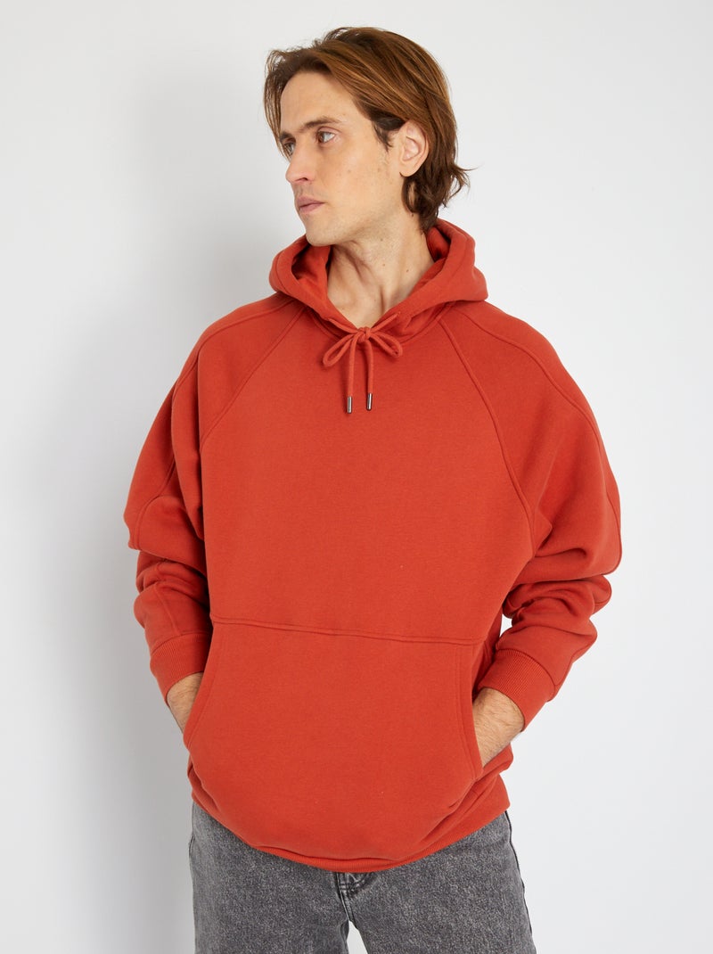 Hoodie van joggingstof ORANJE - Kiabi