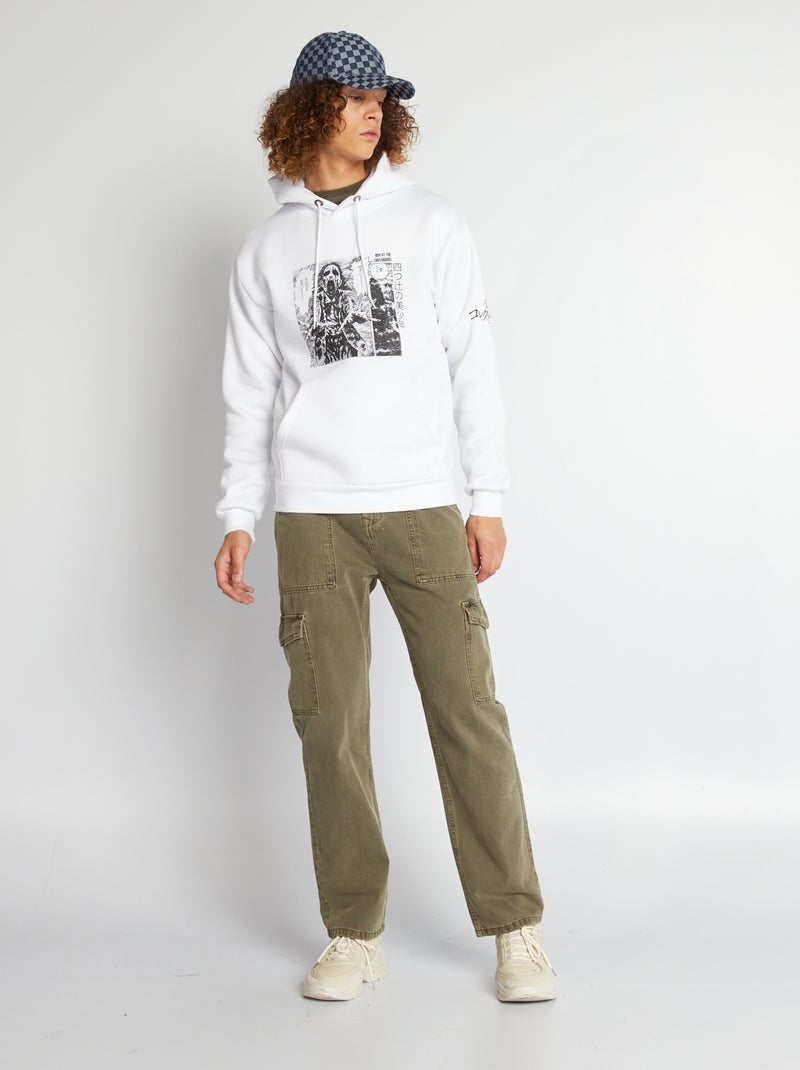 Hoodie van joggingstof wit - Kiabi
