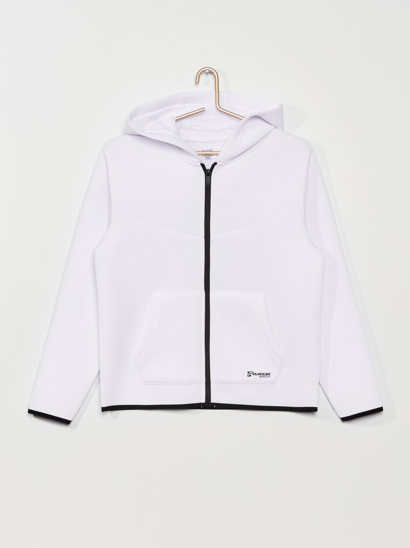 Hoodie van neopreen met rits WIT - Kiabi