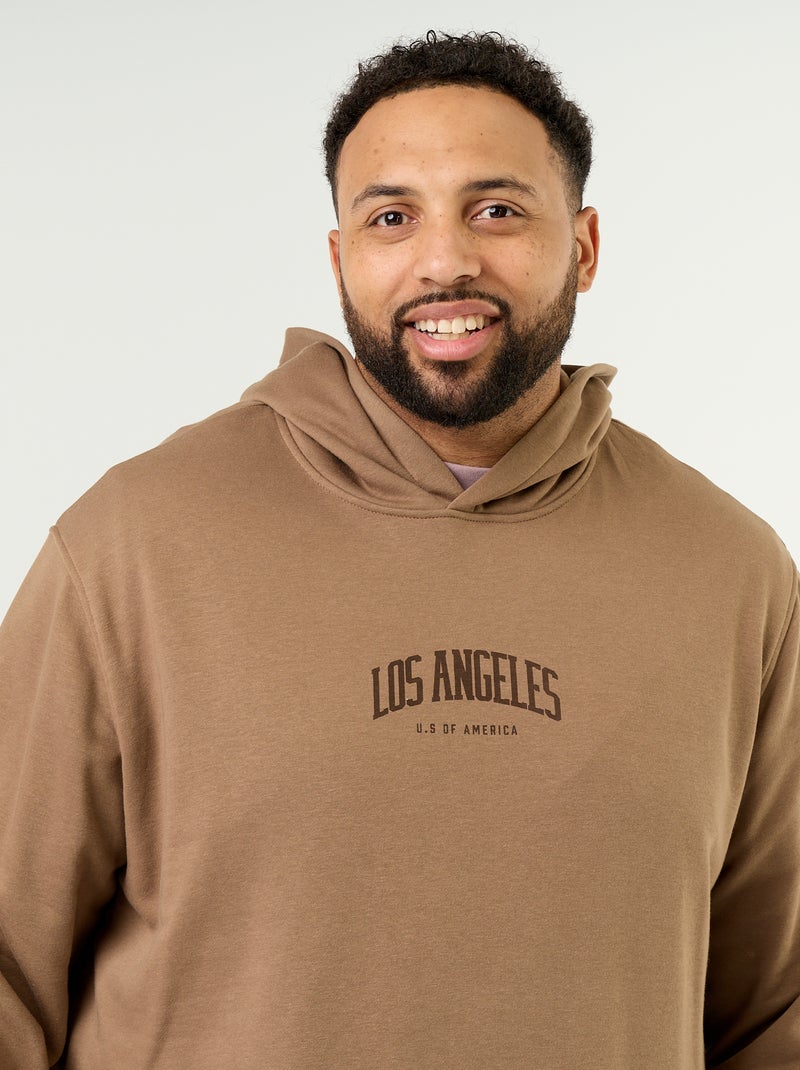 Hoodie van ongeruwde sweatstof Bruin - Kiabi