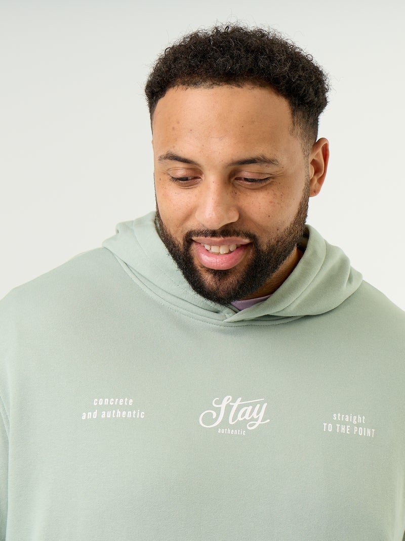 Hoodie van ongeruwde sweatstof Groen - Kiabi