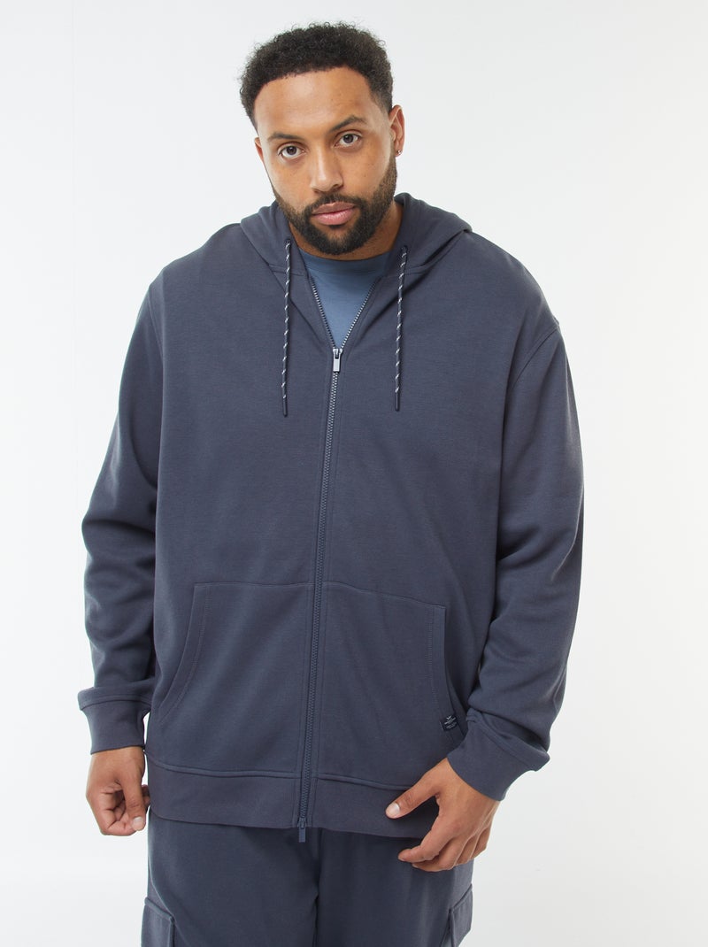 Hoodie van piquéstof met ritssluiting Blauw - Kiabi