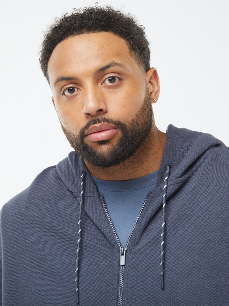 Hoodie van piquéstof met ritssluiting Blauw - Kiabi