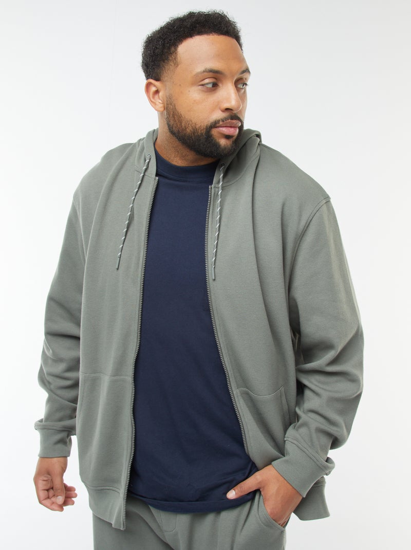 Hoodie van piquéstof met ritssluiting Groen - Kiabi