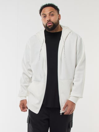 Hoodie van piquéstof met ritssluiting