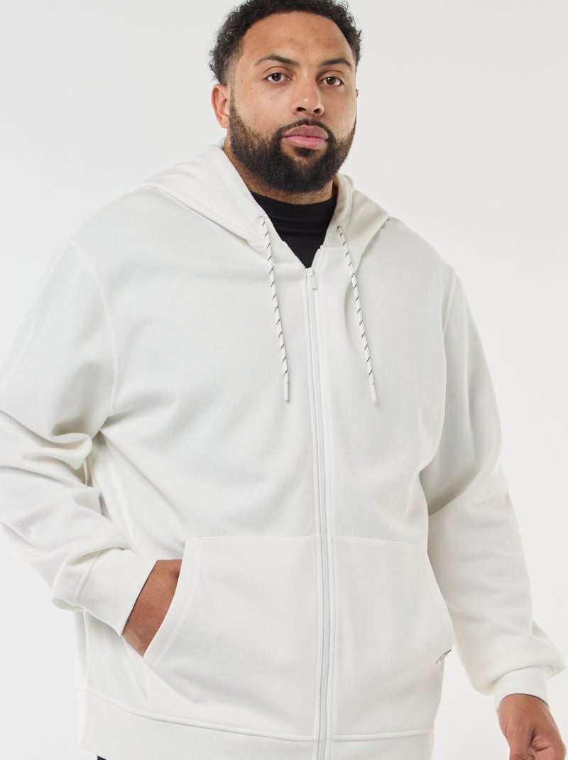 Hoodie van piquéstof met ritssluiting Wit - Kiabi