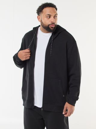 Hoodie van piquéstof met ritssluiting