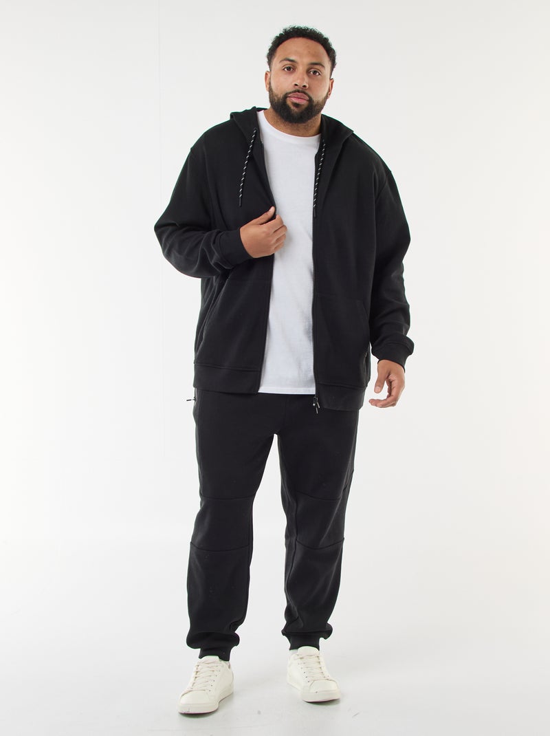 Hoodie van piquéstof met ritssluiting Zwart - Kiabi