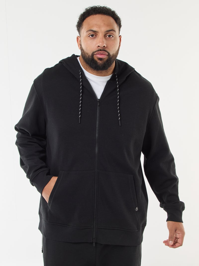 Hoodie van piquéstof met ritssluiting Zwart - Kiabi