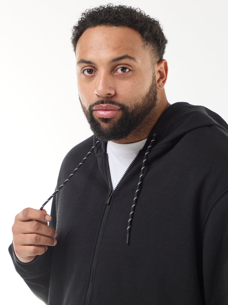 Hoodie van piquéstof met ritssluiting Zwart - Kiabi