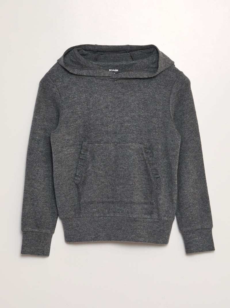 Hoodie van zacht tricot ZWART - Kiabi