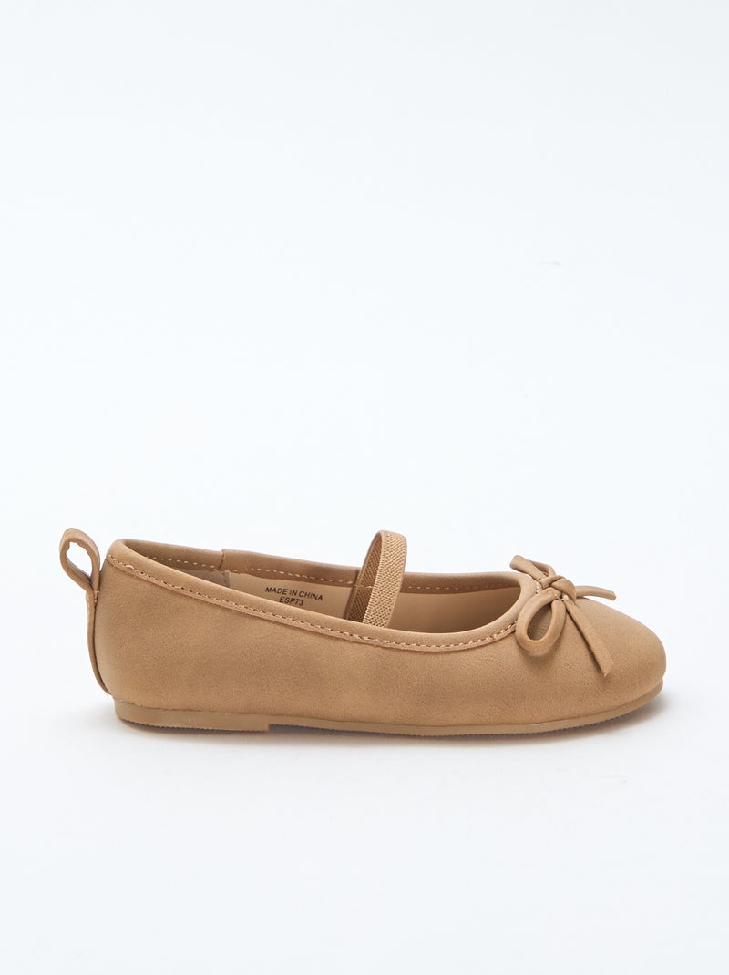 Imitatieleren ballerina's met bandje Bruin - Kiabi