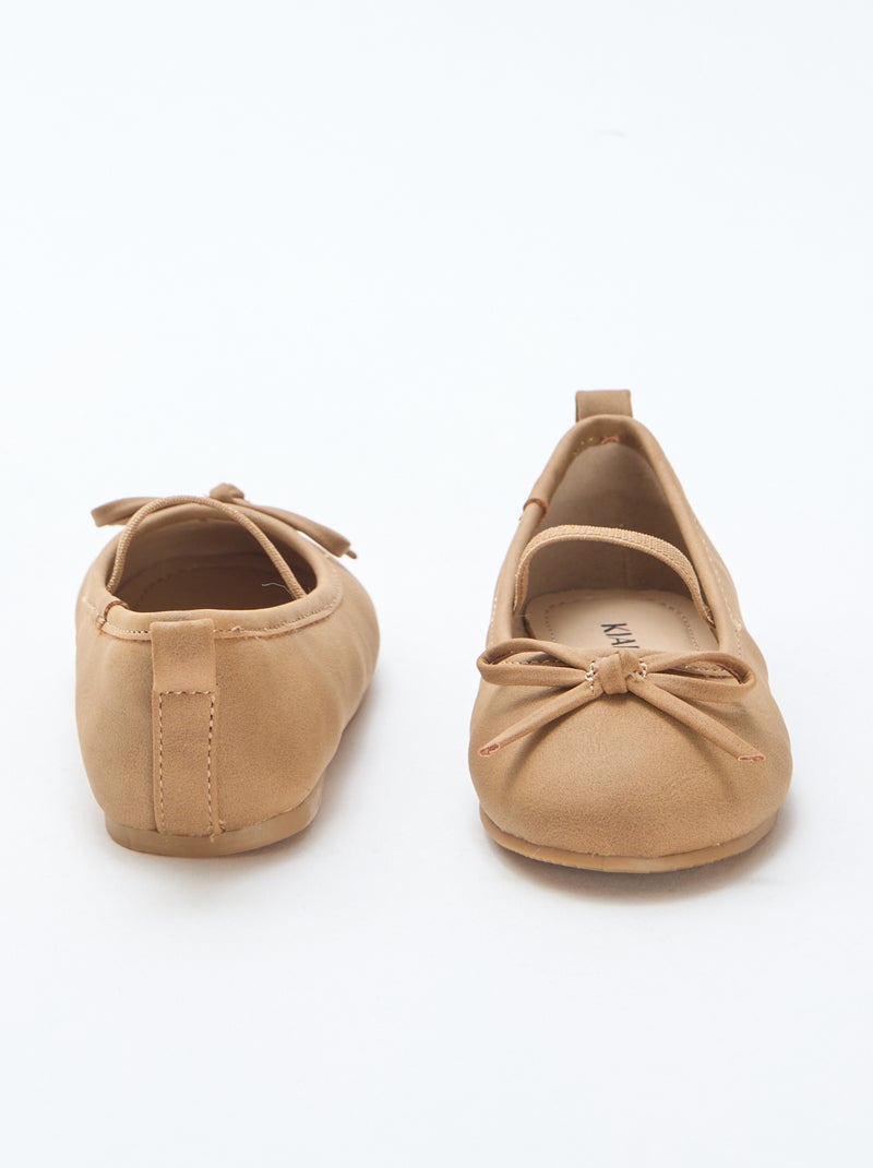 Imitatieleren ballerina's met bandje Bruin - Kiabi
