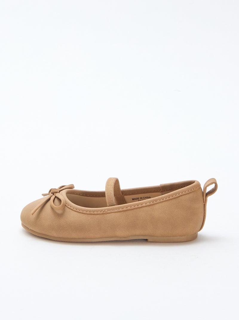 Imitatieleren ballerina's met bandje Bruin - Kiabi