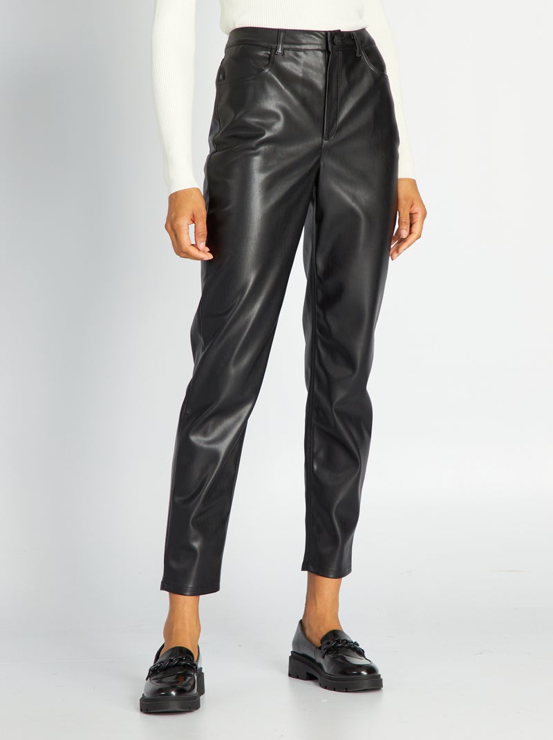 Imitatieleren broek ZWART - Kiabi