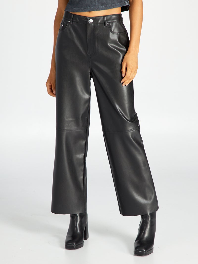 Imitatieleren broek zwart - Kiabi