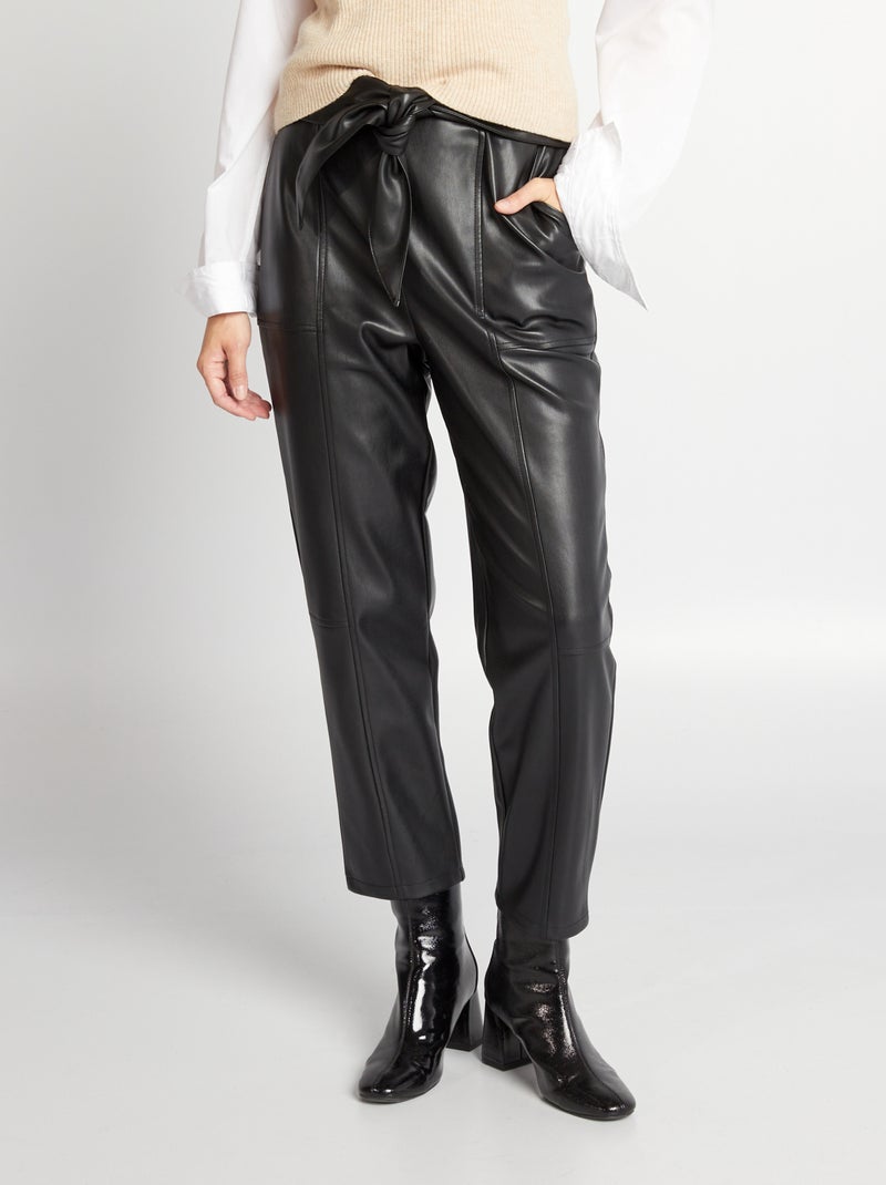Imitatieleren broek ZWART - Kiabi