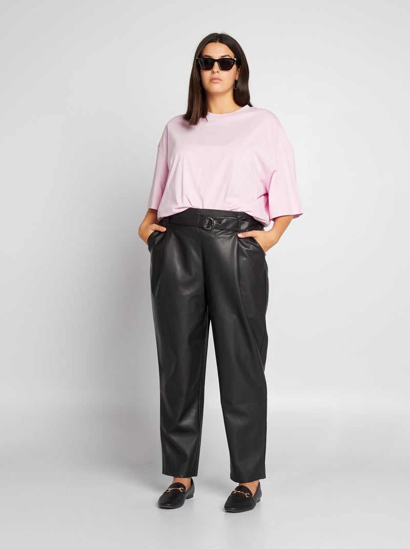 Imitatieleren broek ZWART - Kiabi