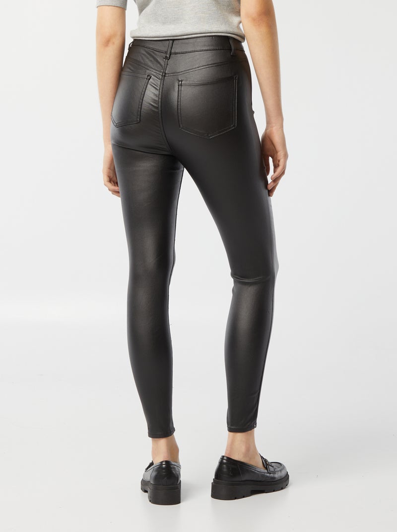 Imitatieleren broek zwart Dame Kiabi