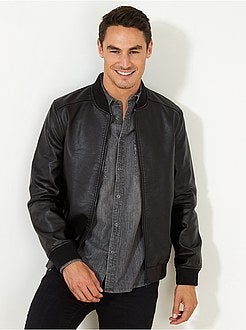 Imitatieleren jack met capuchon - Kiabi