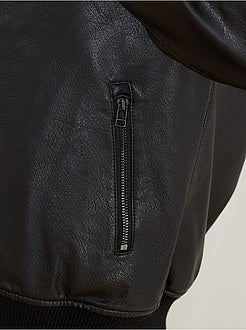 Imitatieleren jack met capuchon - Kiabi