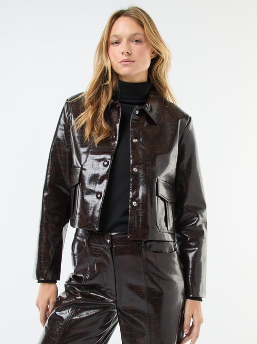 Imitatieleren jasje met slangenhuideffect - Kiabi