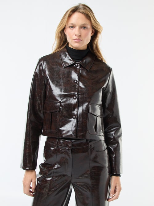 Imitatieleren jasje met slangenhuideffect - Kiabi