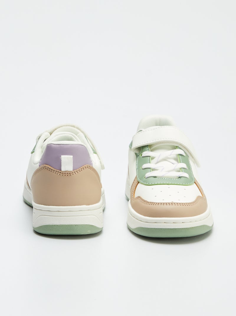 Imitatieleren lage sneakers met colorblock WIT - Kiabi