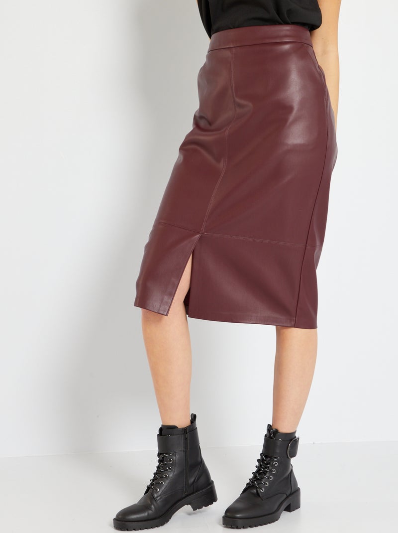 Imitatieleren rok ROOD - Kiabi