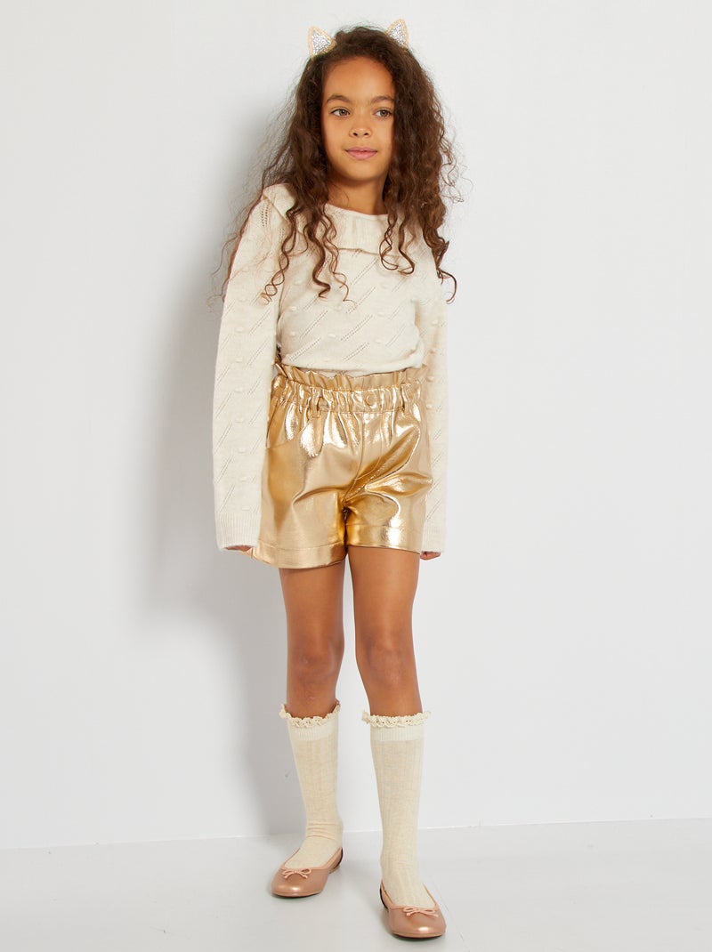 imitatieleren short goud - Kiabi