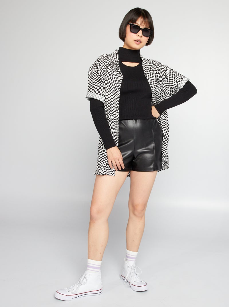 Imitatieleren short ZWART - Kiabi