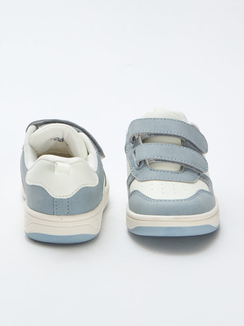 Imitatieleren sneakers met 2 riempjes met klittenband Blauw - Kiabi