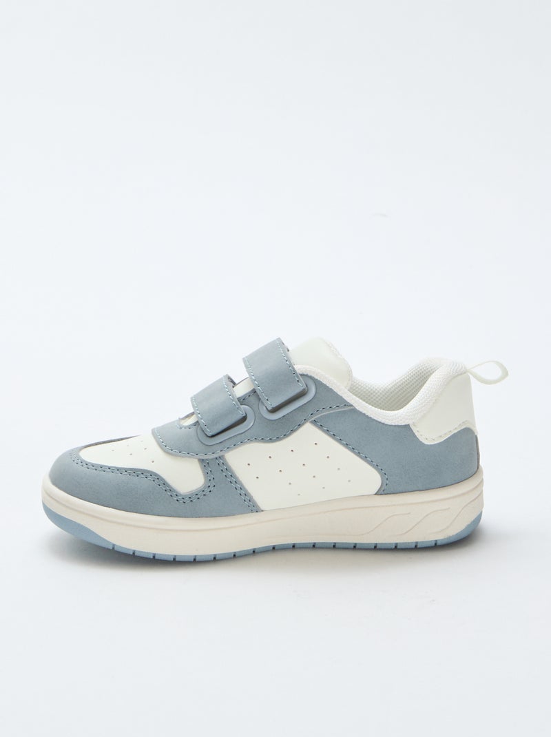 Imitatieleren sneakers met 2 riempjes met klittenband Blauw - Kiabi