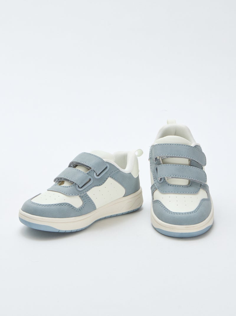 Imitatieleren sneakers met 2 riempjes met klittenband Blauw - Kiabi
