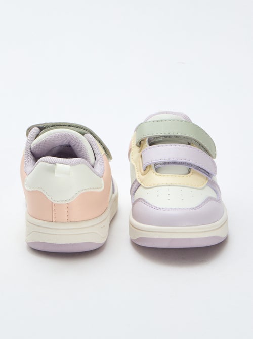 Imitatieleren sneakers met 2 riempjes met klittenband - Kiabi