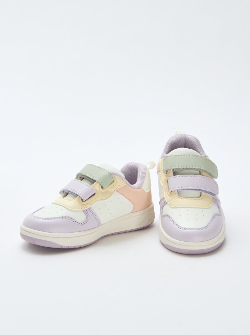 Imitatieleren sneakers met 2 riempjes met klittenband Rose - Kiabi