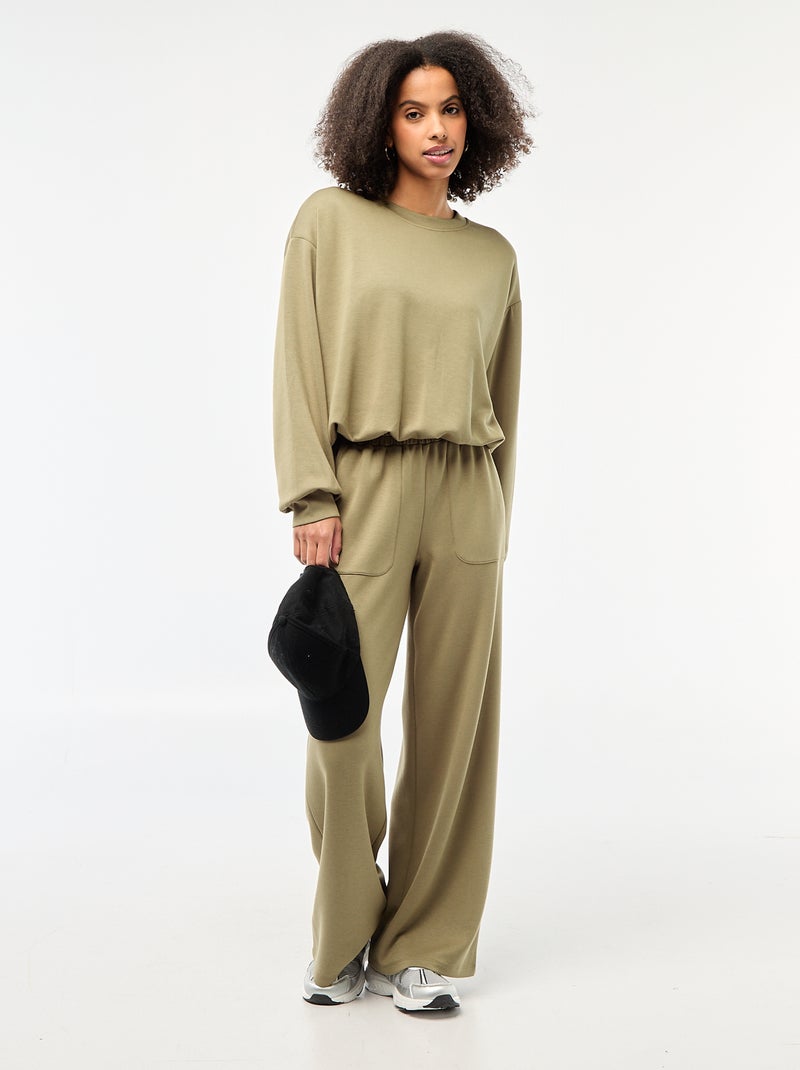 Ingekorte sweater met bollend effect Groen - Kiabi