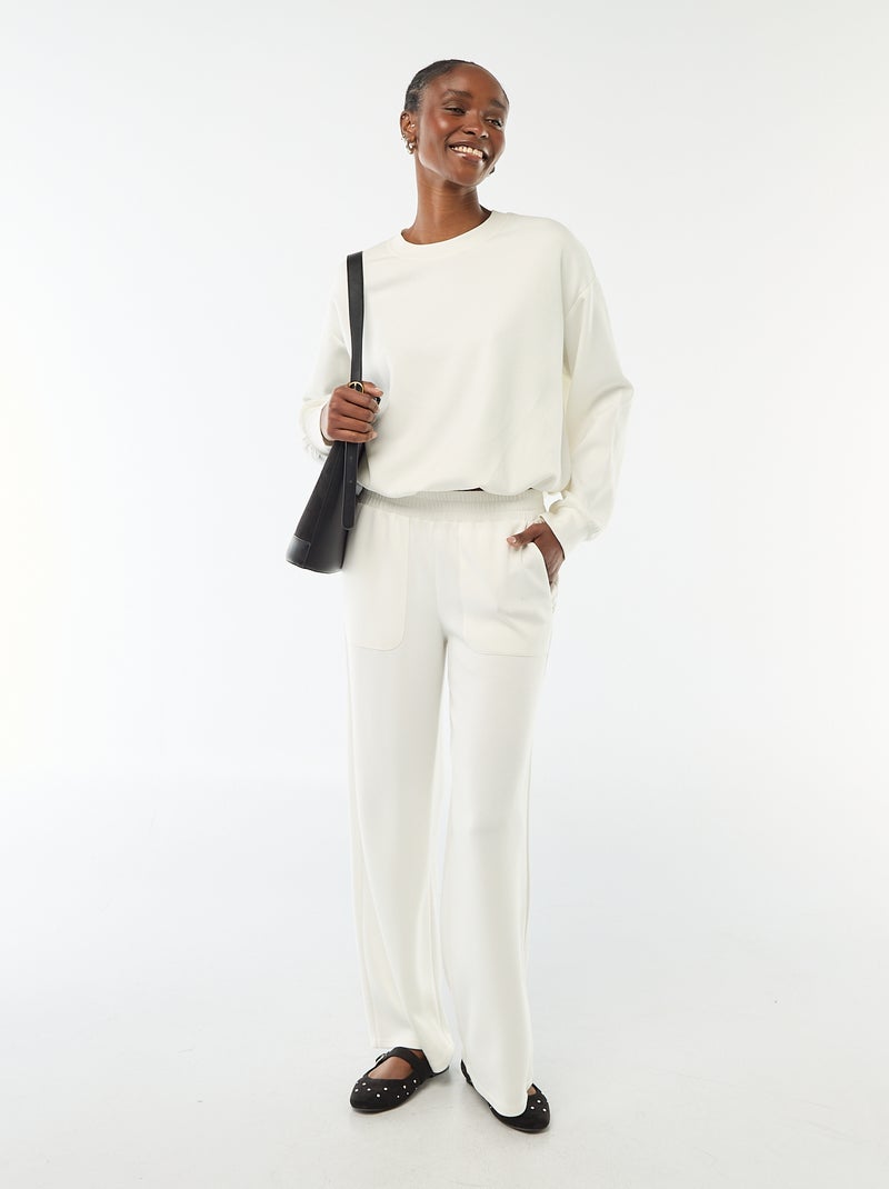 Ingekorte sweater met bollend effect Wit - Kiabi
