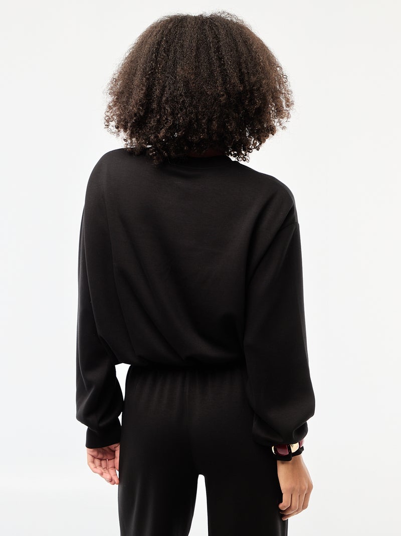 Ingekorte sweater met bollend effect zwart - Kiabi
