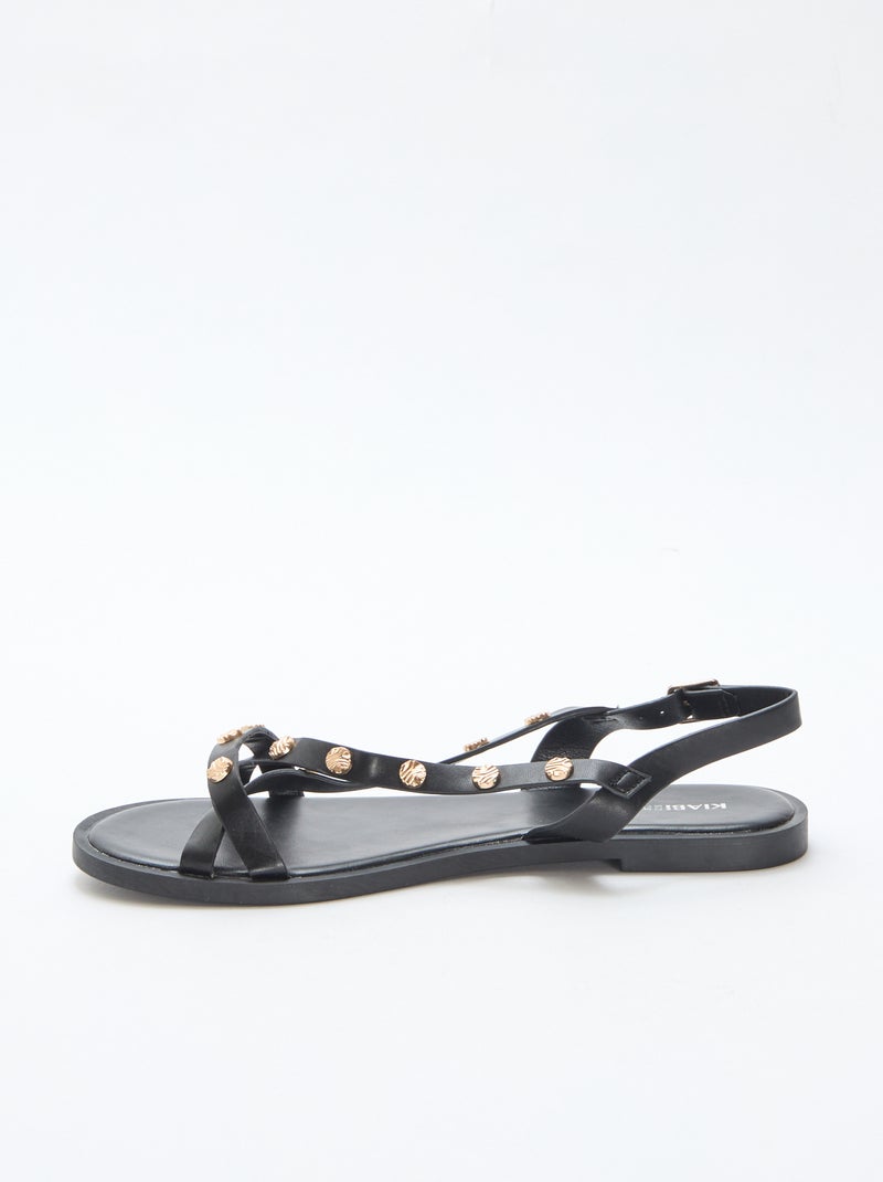 Instappers met bandjes en glanzende studs Zwart - Kiabi