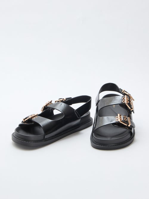 Instappers van imitatieleer met 3 verstelbare riempjes - Kiabi