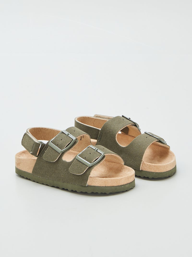 Instappers van suèdine met klittenband KAKI - Kiabi